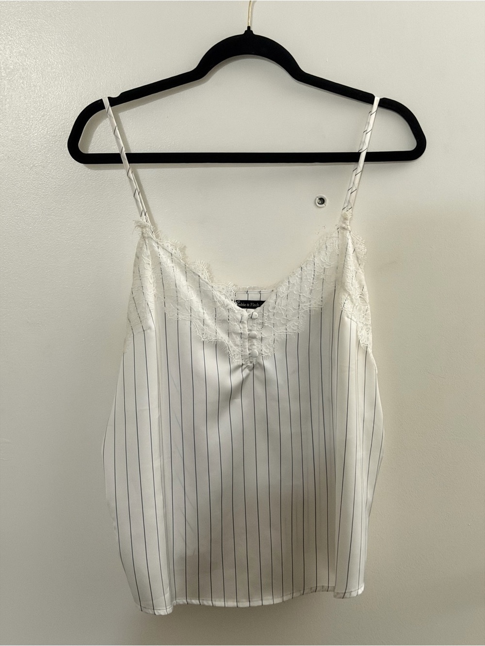 Abercrombie & Fitch White Pinstripe Lace-Trim Cami